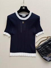 Navy-inspired knit cardigan