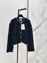 Color-blocked trim knit cardigan