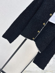 Color-blocked trim knit cardigan