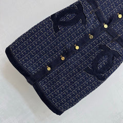 Tweed and Denim Patchwork Vest Dress