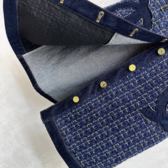 Tweed and Denim Patchwork Vest Dress