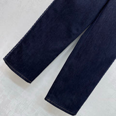 Tweed Patchwork Denim Pants