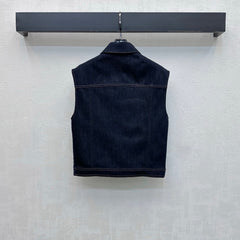 Tweed and Denim Patchwork Vest