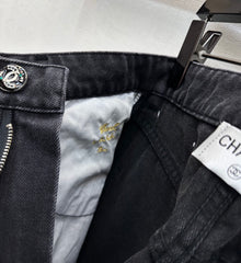 Letter-buttoned wide-leg denim trousers