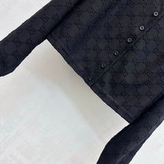 Jacquard Crew-Neck Cropped Cardigan
