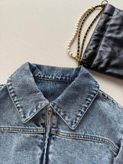 Chain-Embellished Denim Jacket