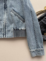 Chain-Embellished Denim Jacket