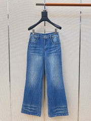 Distressed-wash denim jeans