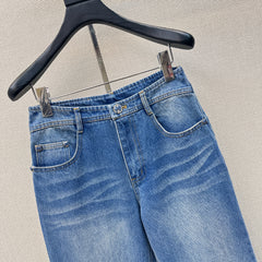 Distressed-wash denim jeans