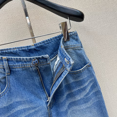 Distressed-wash denim jeans