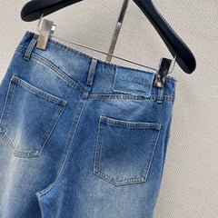 Distressed-wash denim jeans