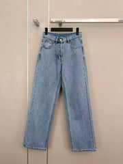 High-Waisted Straight-Leg Jeans