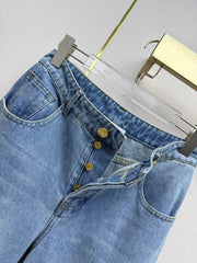 High-waisted wide-leg jeans