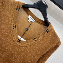 Embroidered Long-Sleeve Knit Top