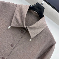 Embroidered Long-Sleeve Shirt with Collar