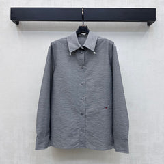 Embroidered Long-Sleeve Shirt with Collar