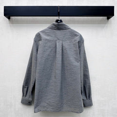 Embroidered Long-Sleeve Shirt with Collar