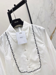 Shirt with Contrasting-Color Line Embroidery