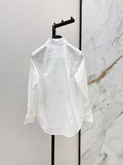 Shirt with Contrasting-Color Line Embroidery