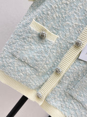 Short-sleeved cardigan with contrasting trim