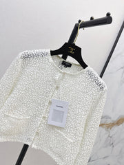White Sequined Cropped Jacket