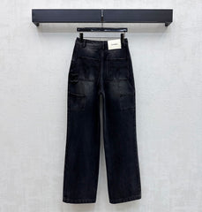 Embroidered Straight-Leg Denim Trousers