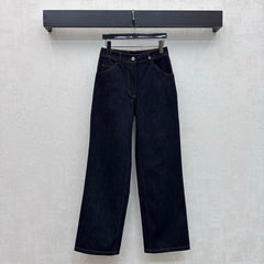 Embroidered Straight-Leg Denim Trousers