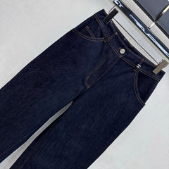 Embroidered Straight-Leg Denim Trousers
