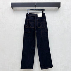 Embroidered Straight-Leg Denim Trousers