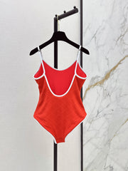 Textured Plaid One-Piece Swimsuit