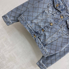 Quilted Denim Jacket with Chain Detail