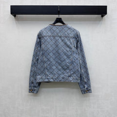 Quilted Denim Jacket with Chain Detail
