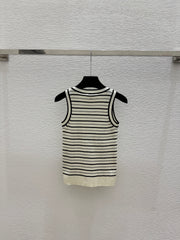 color-block striped knit vest
