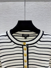 short-sleeve color-block striped knit top