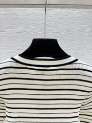 short-sleeve color-block striped knit top