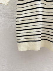 short-sleeve color-block striped knit top