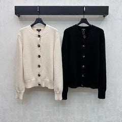 Letter-Button Knit Cardigan