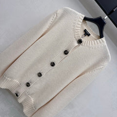 Letter-Button Knit Cardigan