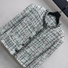 Check-Patterned Trimmed Jacket