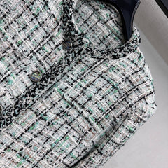 Check-Patterned Trimmed Jacket