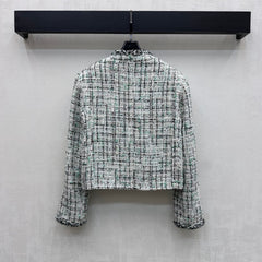 Check-Patterned Trimmed Jacket