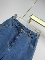 Embroidered Straight-Leg Denim Trousers