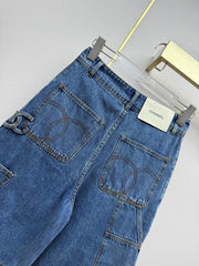 Embroidered Straight-Leg Denim Trousers