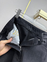 Embroidered Straight-Leg Denim Trousers