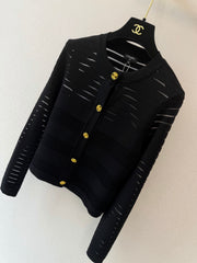 Crew-neck long-sleeve cardigan