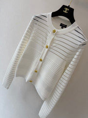 Crew-neck long-sleeve cardigan
