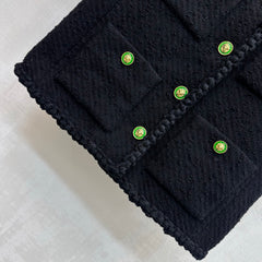 Chartreuse Tweed Jacket with Button Detail