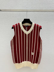 Color-block striped knit vest