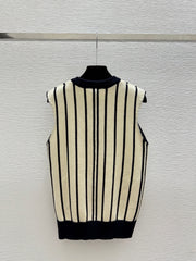 Color-block striped knit vest