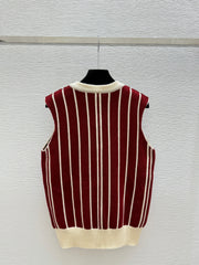 Color-block striped knit vest